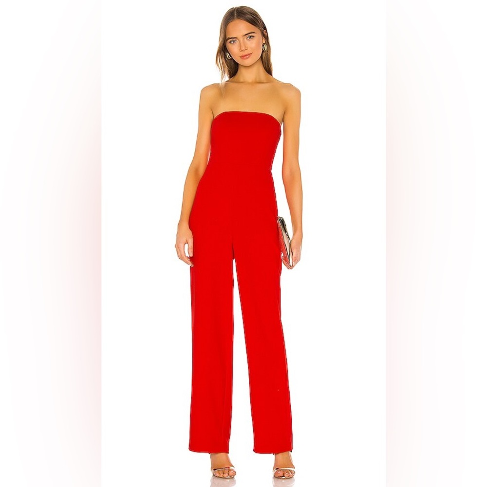 Revolve x NBD Strapless Red Jumpsuit